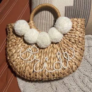 Bride Straw Purse hand-lettered with "bride"